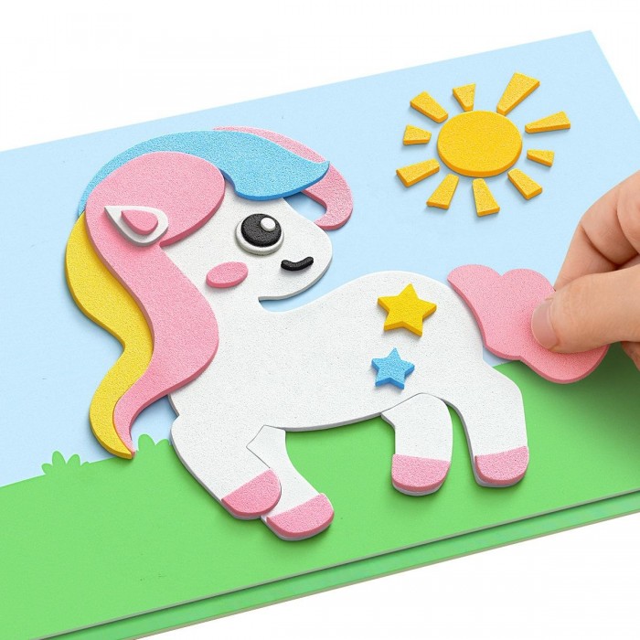 Handmade DIY 3D Paste Painting Sticker Set - Unicorn Theme Educational Toy for Kids & Girls