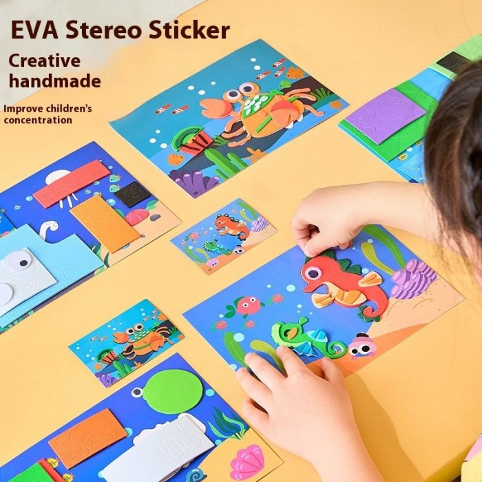 3D Pop-Up Painting Sticker Kit - Educational Handicraft Material for Kids