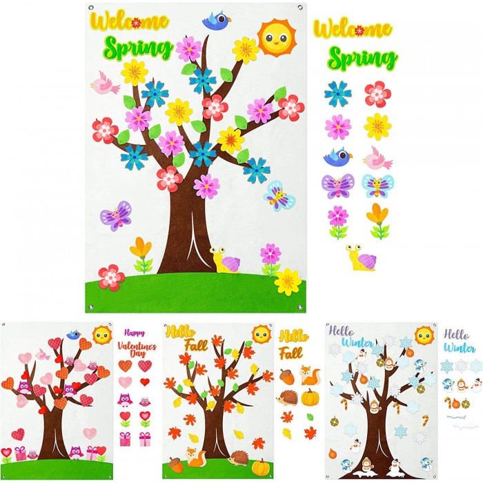 DIY Seasonal Tree Felt Board Kit - Wall Hanging Educational Activity Toy