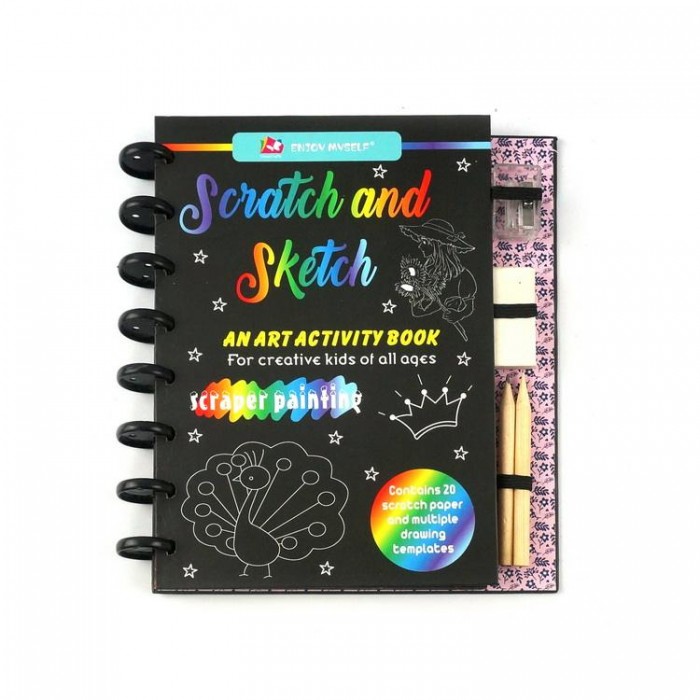 Custom Hot Selling DIY Rainbow Colour Crafts Painting Scratch Off Paper Art Book Set Kids