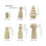 Montessori Christmas Unpainted Beech Wooden Blank Family Peg Doll Set rainbow Painted
