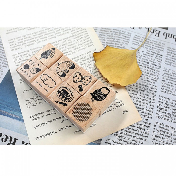 Custom Hot Sale Embossing Word Logo DIY Square Wooden Rubber Ink Stamp